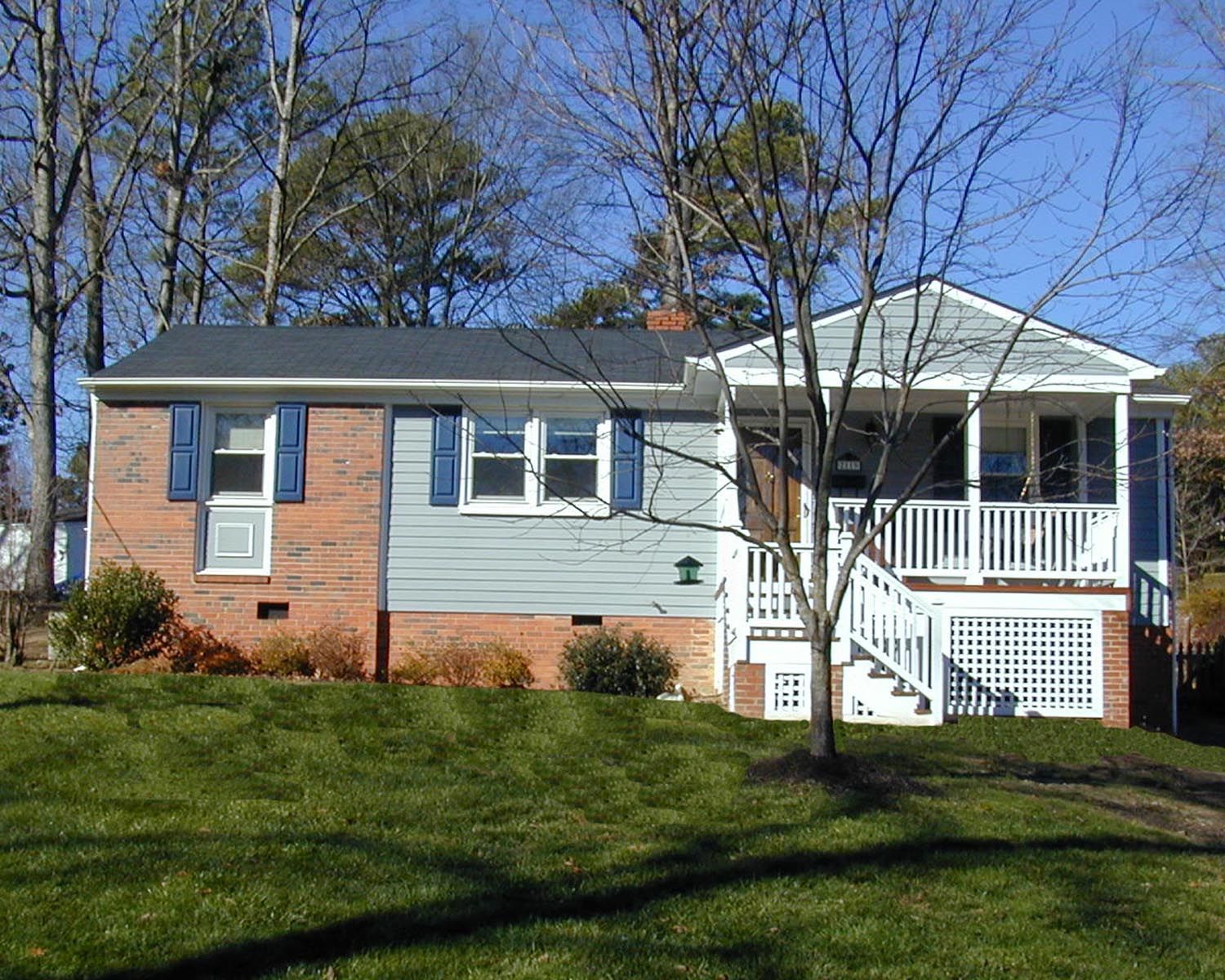 Home exterior after a front porch addition