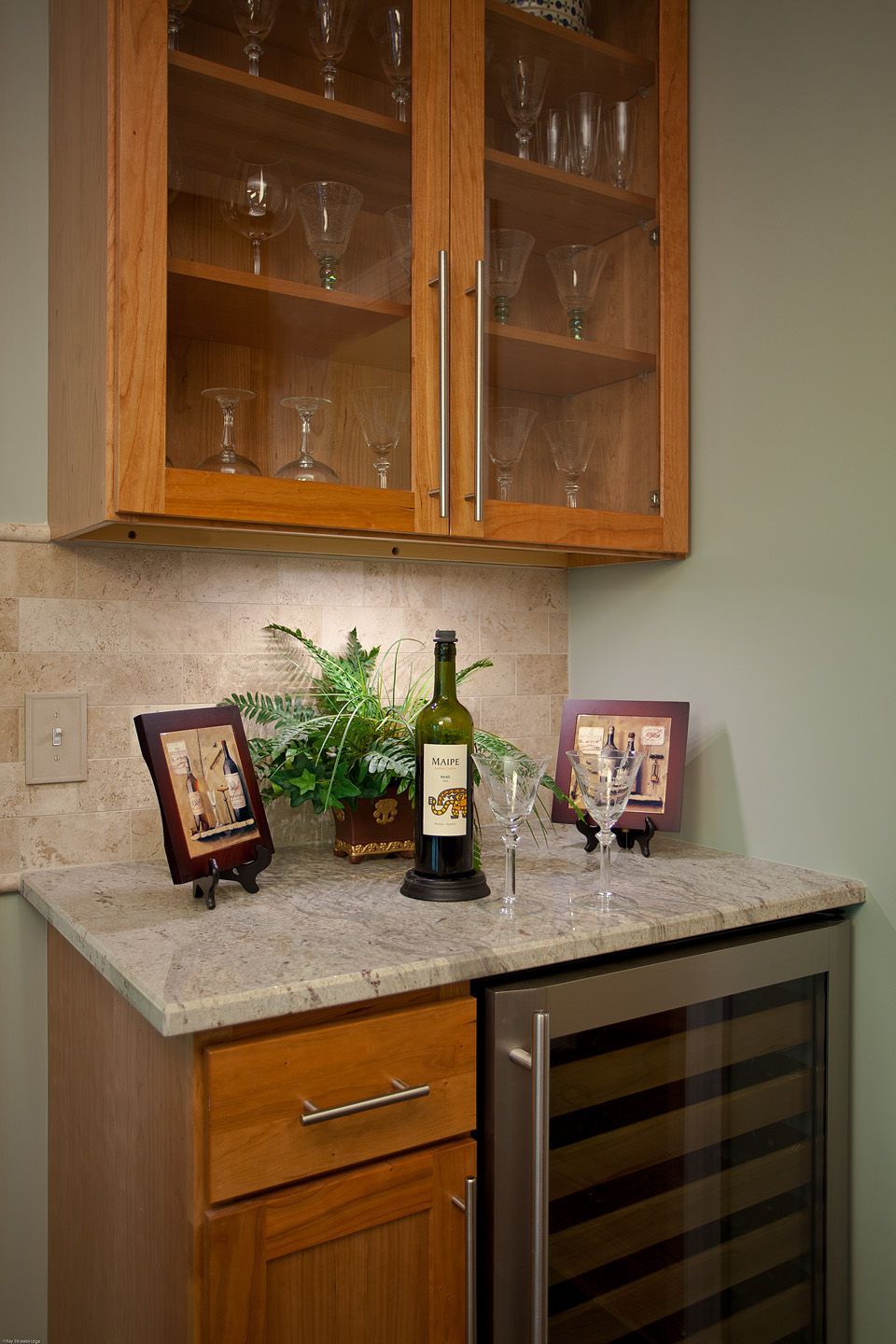 Dry bar cabinetry after remodeling